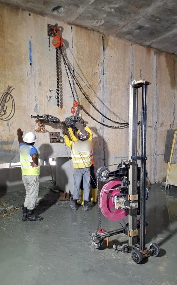 Removing Knock down panel at Cross Island Line Wire cutting